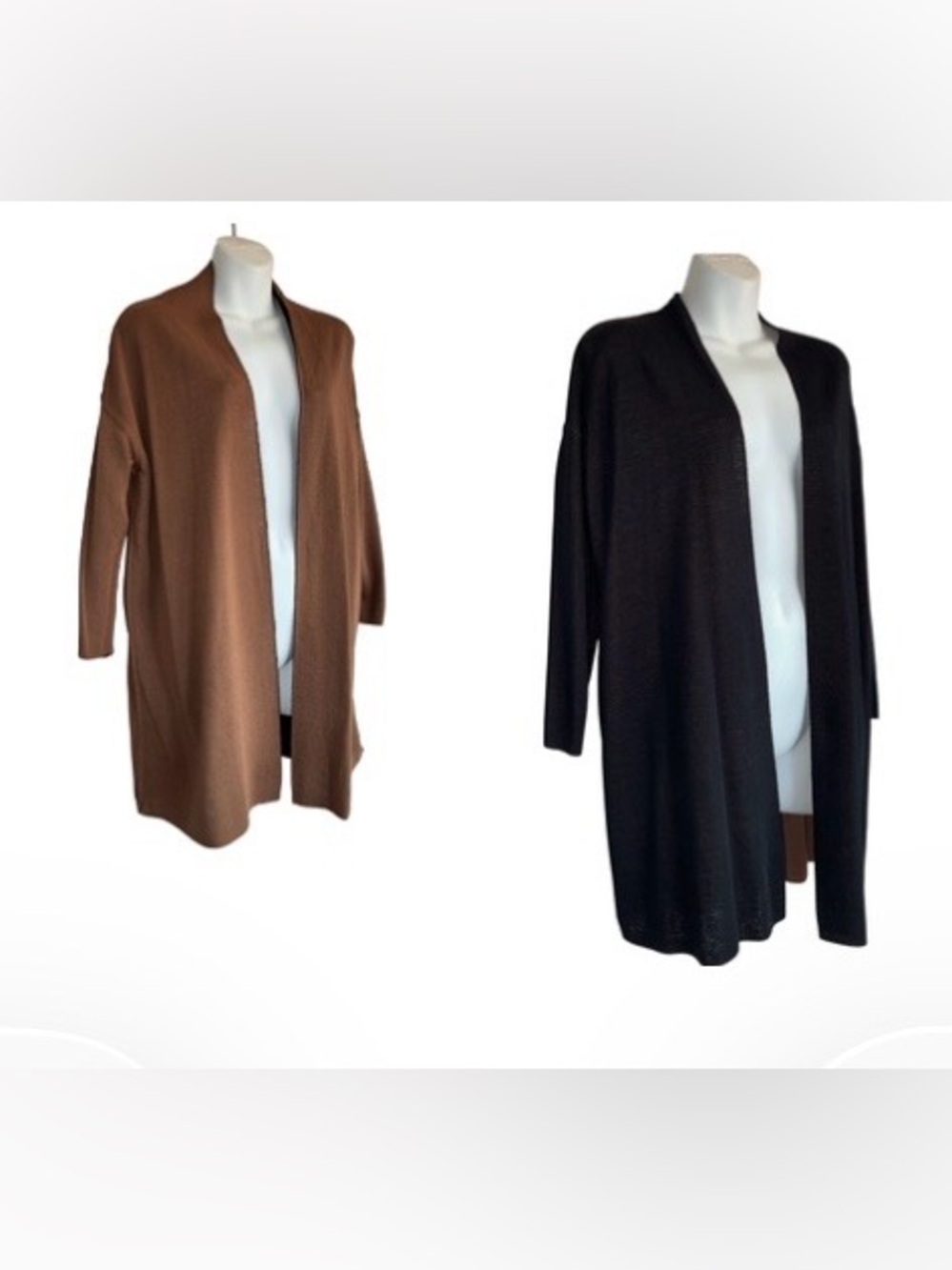 CHICO'S Reversible Cardigan Sweater:  Black/Camel, Open Front. Chico's 2 (US 12)
